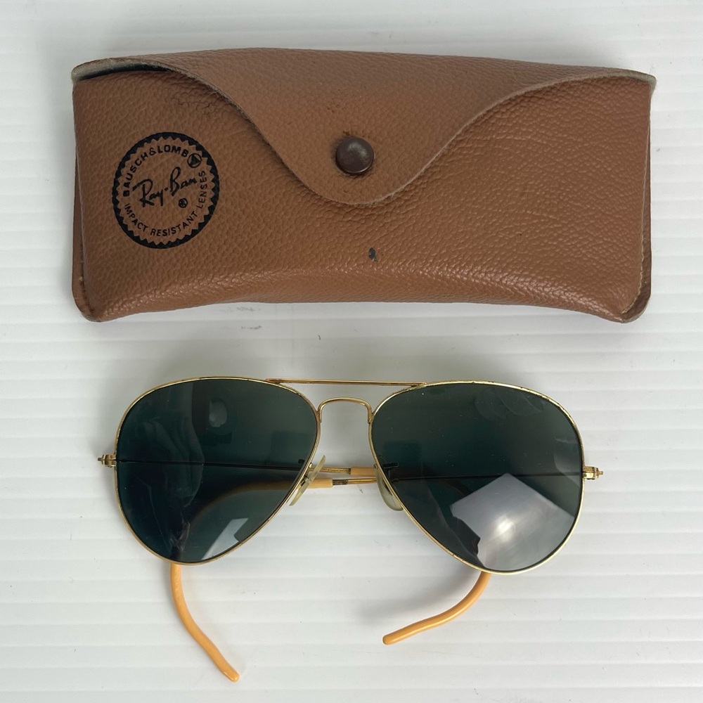 Vtg Ray Ban Bausch & Lomb Gold Outdoorsman 58-14 Sunglasses B&L Green Lens USA